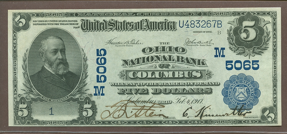 Columbus, OH 1902PB $5 Ch.#5065, Serial No. 1